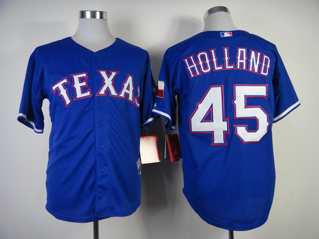 Men Texas Rangers #45 Holland Blue MLB Jerseys->texas rangers->MLB Jersey